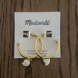 Madewell Shell Charm Antique Gold Hoop Earring